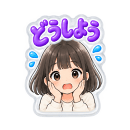 【もこもこシール風】 普通の女の子 40種類 Slack・Teams・Discord カスタム絵文字 23