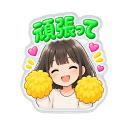 【もこもこシール風】 普通の女の子 40種類 Slack・Teams・Discord カスタム絵文字 25