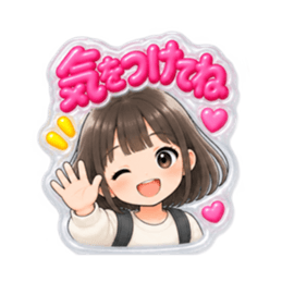 【もこもこシール風】 普通の女の子 40種類 Slack・Teams・Discord カスタム絵文字 26