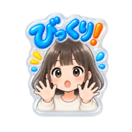 【もこもこシール風】 普通の女の子 40種類 Slack・Teams・Discord カスタム絵文字 28