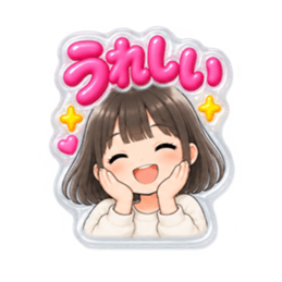 【もこもこシール風】 普通の女の子 40種類 Slack・Teams・Discord カスタム絵文字 29
