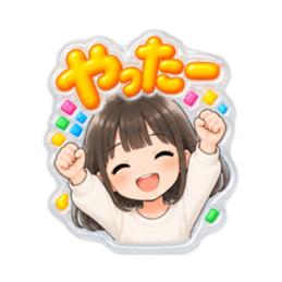 【もこもこシール風】 普通の女の子 40種類 Slack・Teams・Discord カスタム絵文字 30