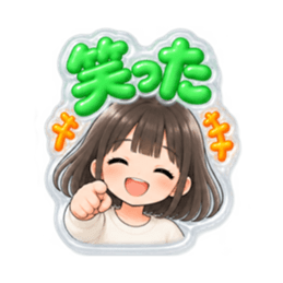 【もこもこシール風】 普通の女の子 40種類 Slack・Teams・Discord カスタム絵文字 32