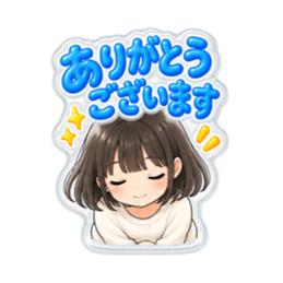 【もこもこシール風】 普通の女の子 40種類 Slack・Teams・Discord カスタム絵文字 34