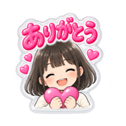 【もこもこシール風】 普通の女の子 40種類 Slack・Teams・Discord カスタム絵文字 35