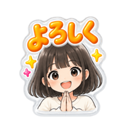 【もこもこシール風】 普通の女の子 40種類 Slack・Teams・Discord カスタム絵文字 36