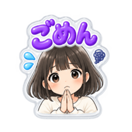 【もこもこシール風】 普通の女の子 40種類 Slack・Teams・Discord カスタム絵文字 39