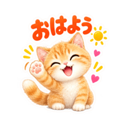 ふんわりタッチの茶トラ猫あいさつ 40種類 Slack・Teams・Discord カスタム絵文字 1