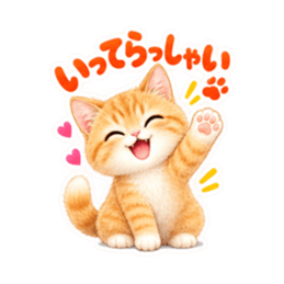 ふんわりタッチの茶トラ猫あいさつ 40種類 Slack・Teams・Discord カスタム絵文字 6