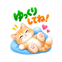 ふんわりタッチの茶トラ猫あいさつ 40種類 Slack・Teams・Discord カスタム絵文字 34