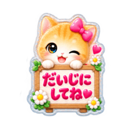 もこもこシール風小学生こねこちゃん16種類 Slack・Teams・Discord カスタム絵文字 3