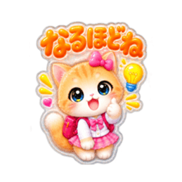 もこもこシール風小学生こねこちゃん16種類 Slack・Teams・Discord カスタム絵文字 11