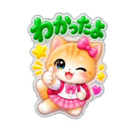 もこもこシール風小学生こねこちゃん16種類 Slack・Teams・Discord カスタム絵文字 12