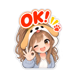 犬の被り物女子♡時間・待ち合わせスタンプ Slack・Teams・Discord カスタム絵文字 9