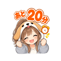 犬の被り物女子♡時間・待ち合わせスタンプ Slack・Teams・Discord カスタム絵文字 14