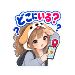 犬の被り物女子♡時間・待ち合わせスタンプ Slack・Teams・Discord カスタム絵文字 19