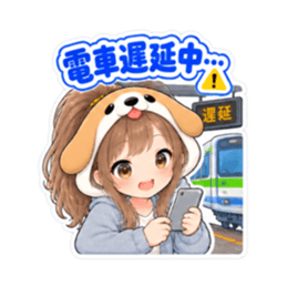 犬の被り物女子♡時間・待ち合わせスタンプ Slack・Teams・Discord カスタム絵文字 23
