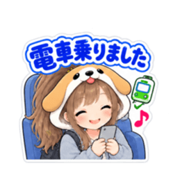 犬の被り物女子♡時間・待ち合わせスタンプ Slack・Teams・Discord カスタム絵文字 28