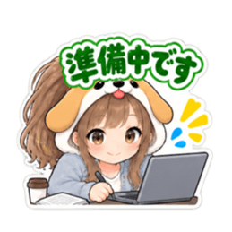 犬の被り物女子♡時間・待ち合わせスタンプ Slack・Teams・Discord カスタム絵文字 30