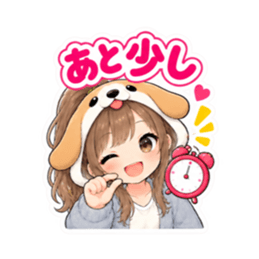 犬の被り物女子♡時間・待ち合わせスタンプ Slack・Teams・Discord カスタム絵文字 33
