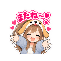 犬の被り物女子♡時間・待ち合わせスタンプ Slack・Teams・Discord カスタム絵文字 37