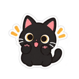 ゆるかわ黒猫 毎日使える猫スタンプ 40種類 Slack・Teams・Discord カスタム絵文字 10