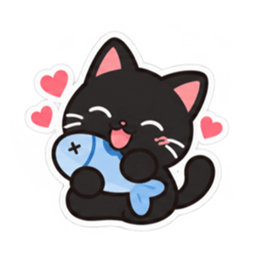 ゆるかわ黒猫 毎日使える猫スタンプ 40種類 Slack・Teams・Discord カスタム絵文字 26