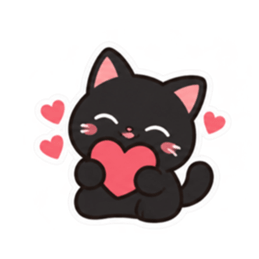 ゆるかわ黒猫 毎日使える猫スタンプ 40種類 Slack・Teams・Discord カスタム絵文字 30