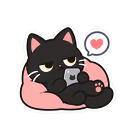ゆるかわ黒猫 毎日使える猫スタンプ 40種類 Slack・Teams・Discord カスタム絵文字 34