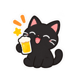 ゆるかわ黒猫 毎日使える猫スタンプ 40種類 Slack・Teams・Discord カスタム絵文字 36