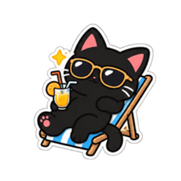 ゆるかわ黒猫 毎日使える猫スタンプ 40種類 Slack・Teams・Discord カスタム絵文字 38