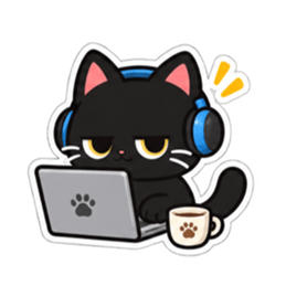 ゆるかわ黒猫 毎日使える猫スタンプ 40種類 Slack・Teams・Discord カスタム絵文字 40