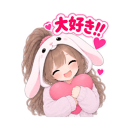 もふもふ！うさぎ女子 リアクション 40種類 Slack・Teams・Discord カスタム絵文字 14