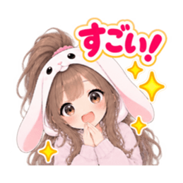 もふもふ！うさぎ女子 リアクション 40種類 Slack・Teams・Discord カスタム絵文字 22