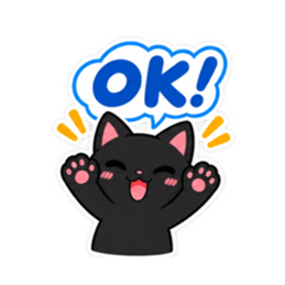 くろねこの返事だけ。黒猫 スタンプ 40種類 Slack・Teams・Discord カスタム絵文字 3