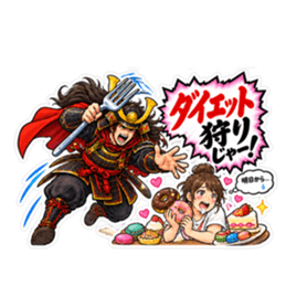 武士の「〜狩りじゃー！」おもしろスタンプ Slack・Teams・Discord カスタム絵文字 16