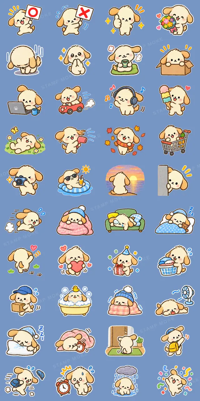 手描きわんこの毎日・文字なしスタンプ - 収録スタンプ一覧