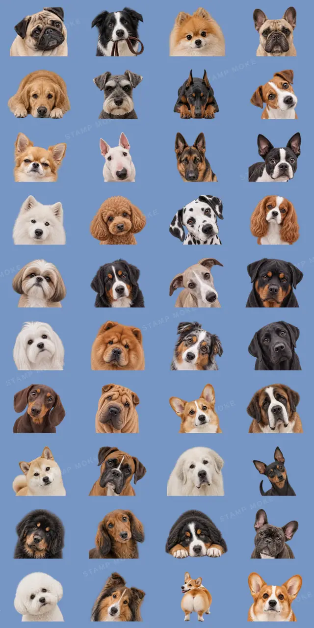 見つめる犬たち｜リアルな無言わんこ - 収録スタンプ一覧