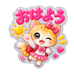 もこもこシール風小学生こねこちゃん16種類 - LINE スタンプ | LINE STORE